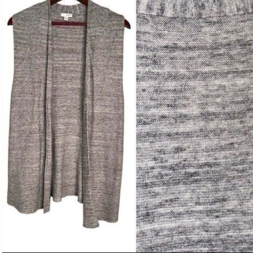 Pure Jill Heathered Gray Sleeveless Knit Duster Cardigan Vest XL
